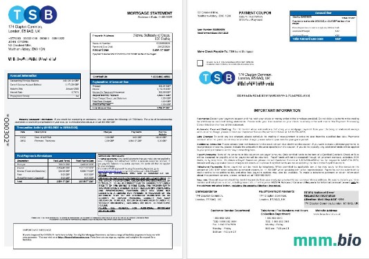 Zjednoczone Królestwo TSB Bank wyciąg z kredytu hipotecznego w formatach Word i PDF 1-2